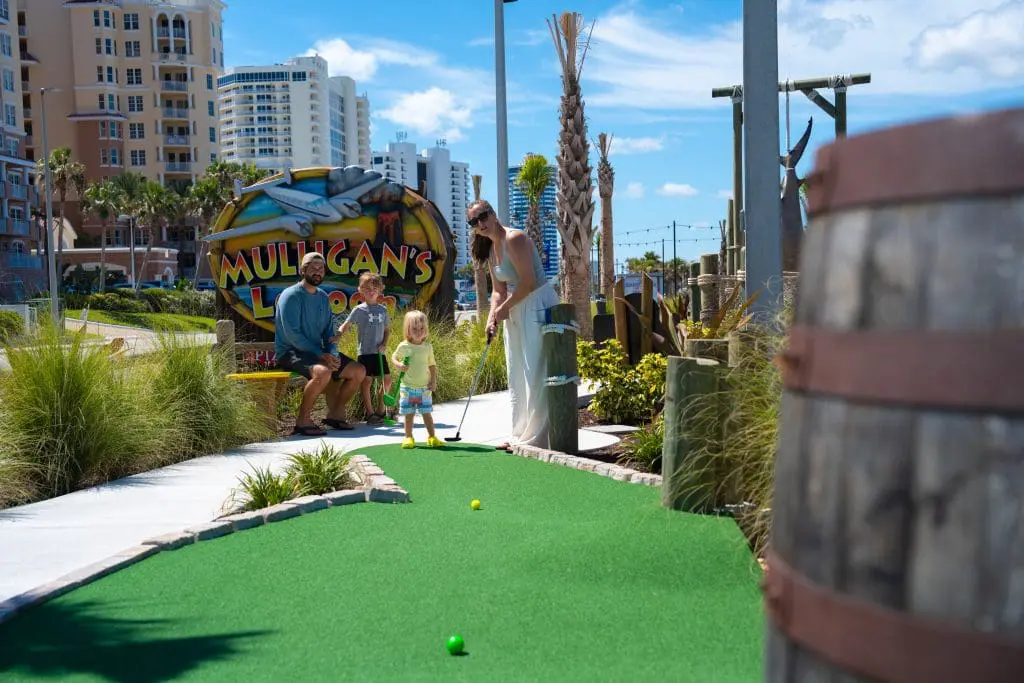 family at mini golf